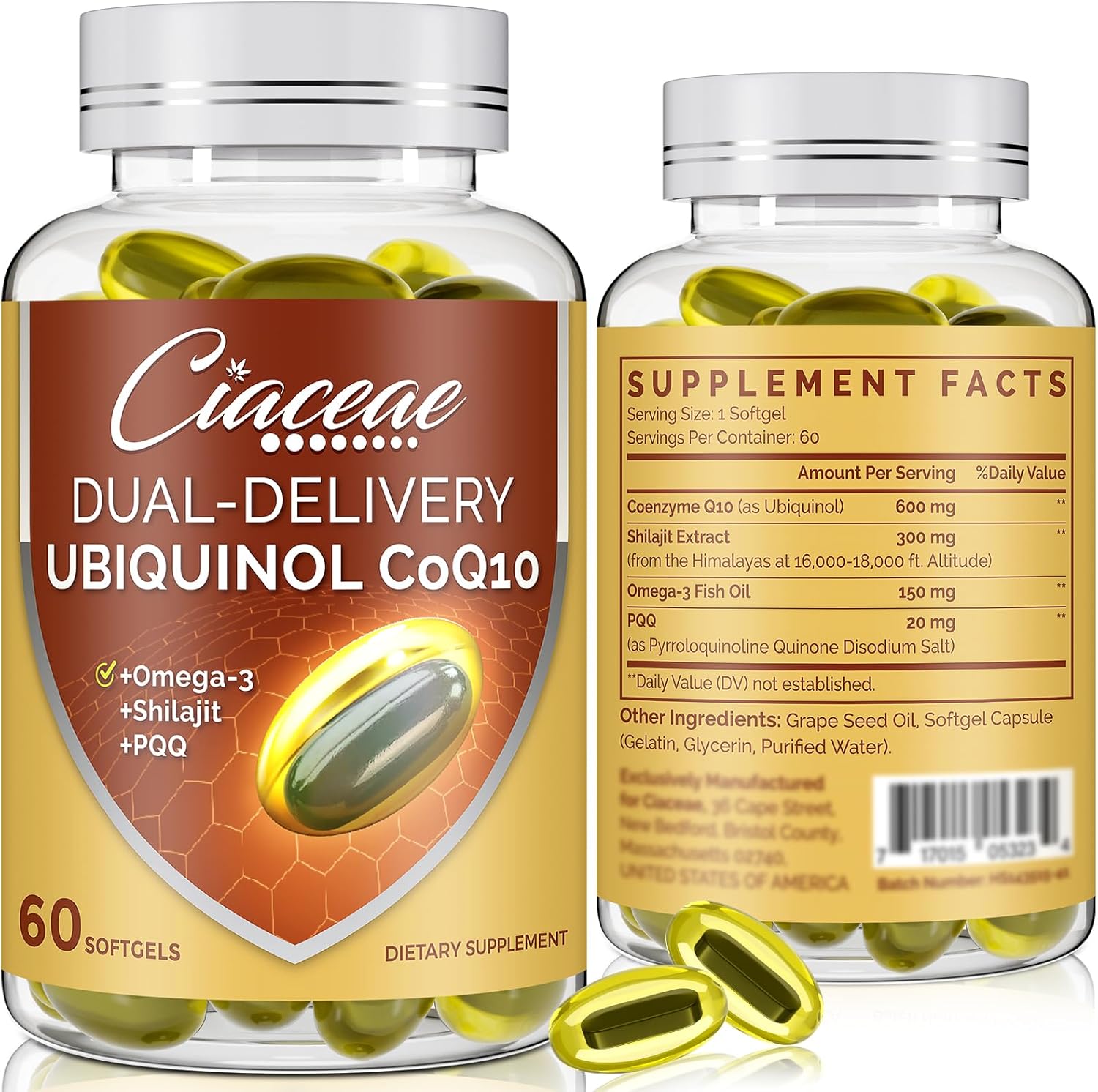 Ubiquinol CoQ10 600 MG Softgels with Omega-3 & Shilajit