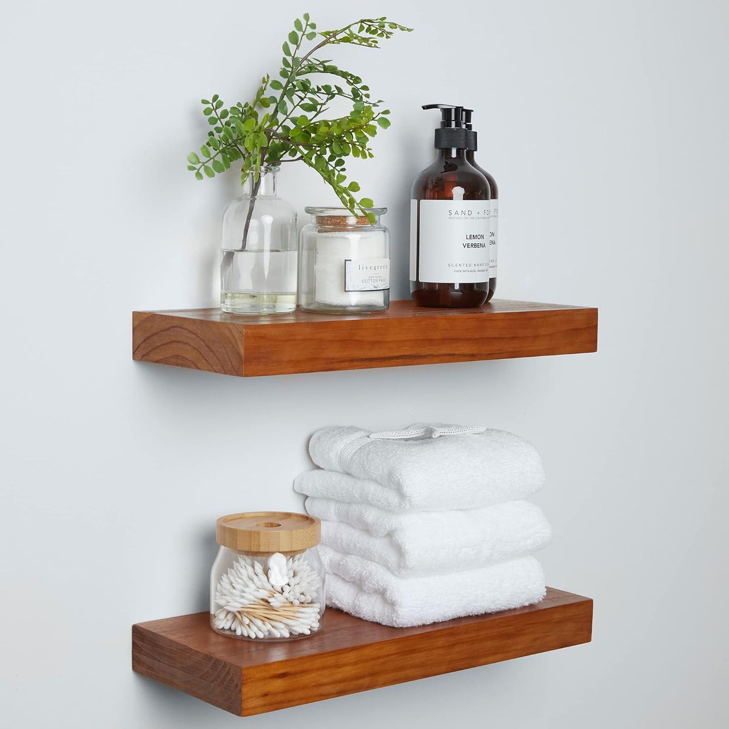 16in Oak Floating Shelves for Wall Mounted Decor by Homeforia