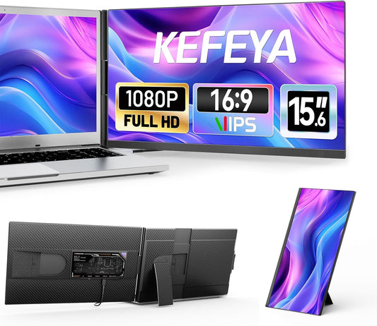 KEFEYA 15.6 FHD IPS Laptop Monitor - Plug & Play Dual Screen