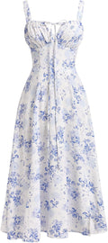 Floral Corset Midi Dress for Women - Flowy Boho Bustier IBTOM