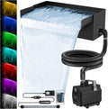 All-in-1 Pond Waterfall Kit with LED Lights 12 in Spillway - Durable
