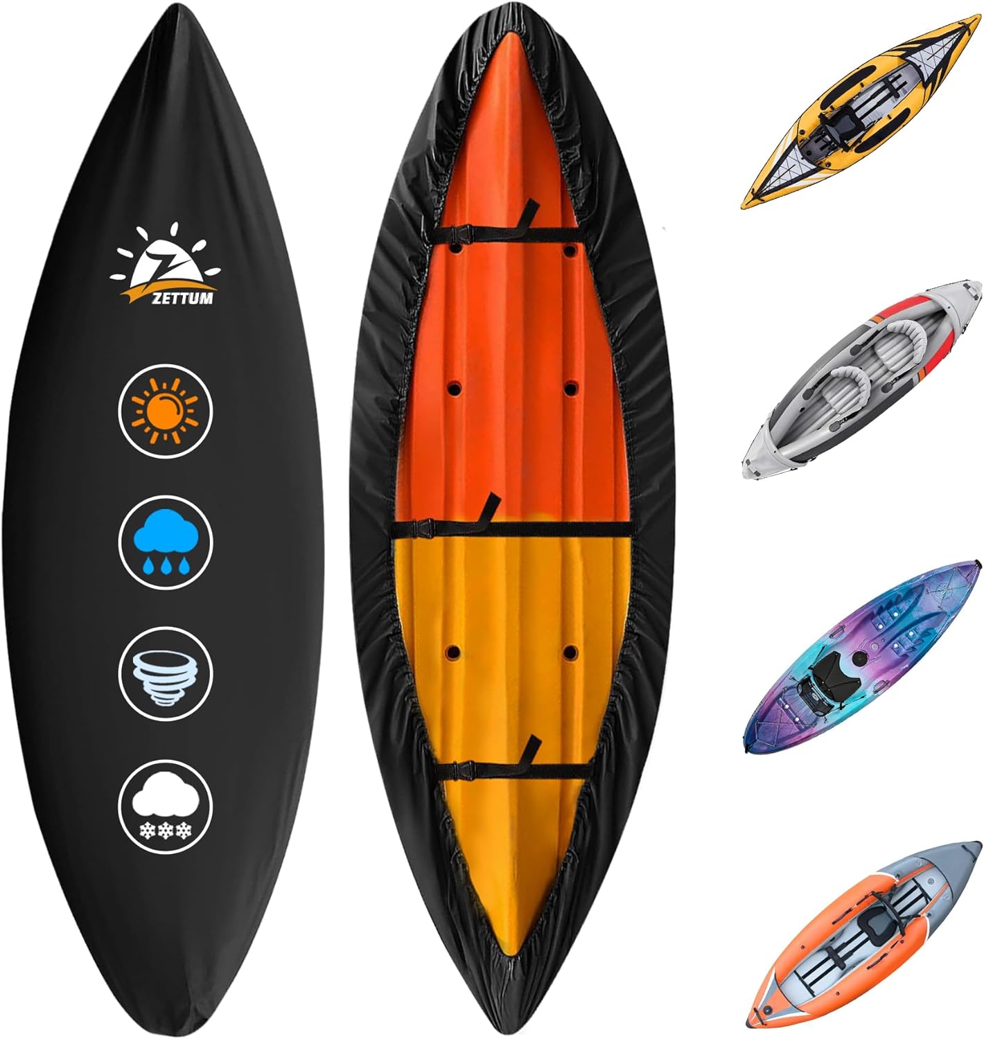 Zettum 11 FT Kayak Cover - Heavy Duty Waterproof Canoe Protection