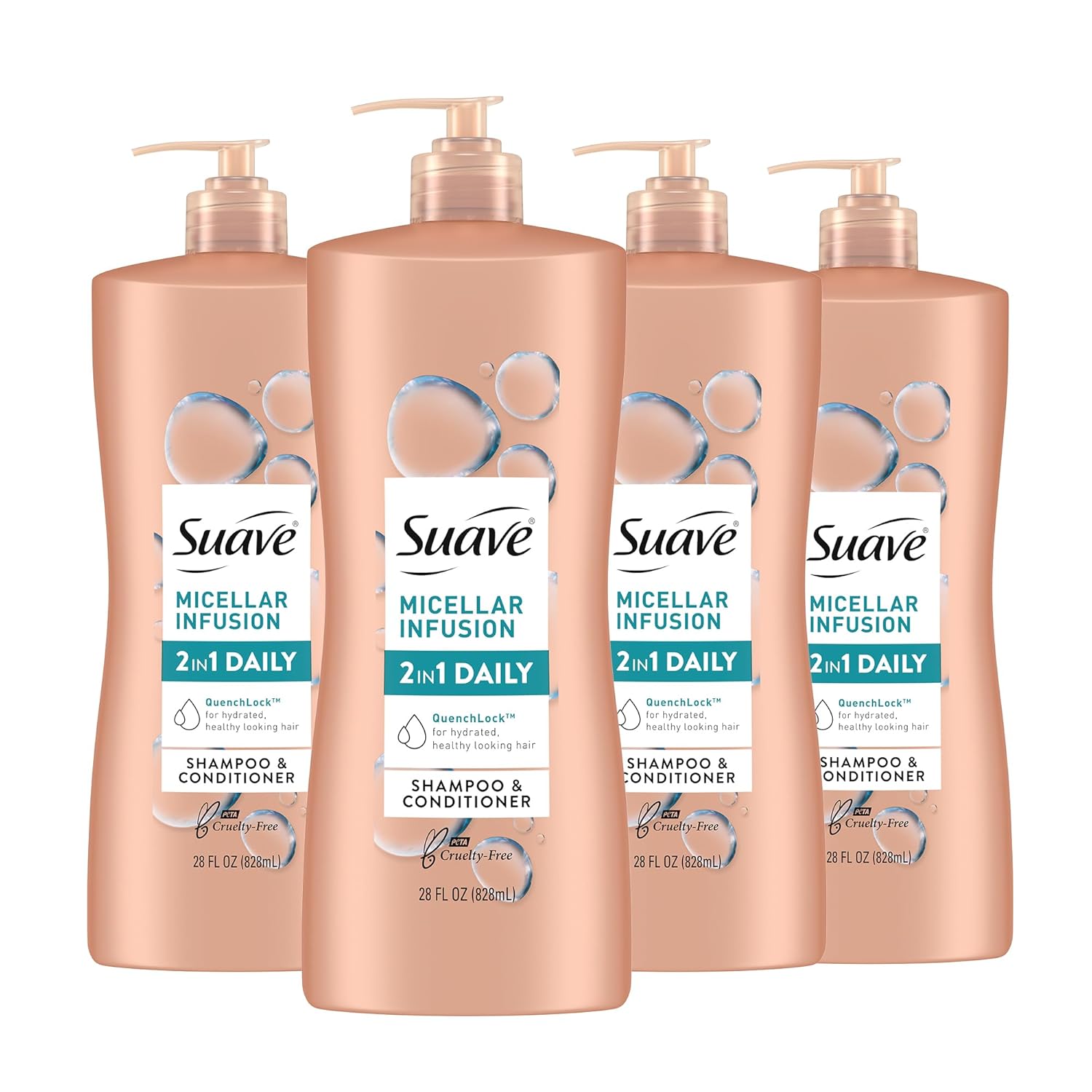 Suave 2-in-1 Micellar Infusion - Cleanse & Condition - 28 oz x4