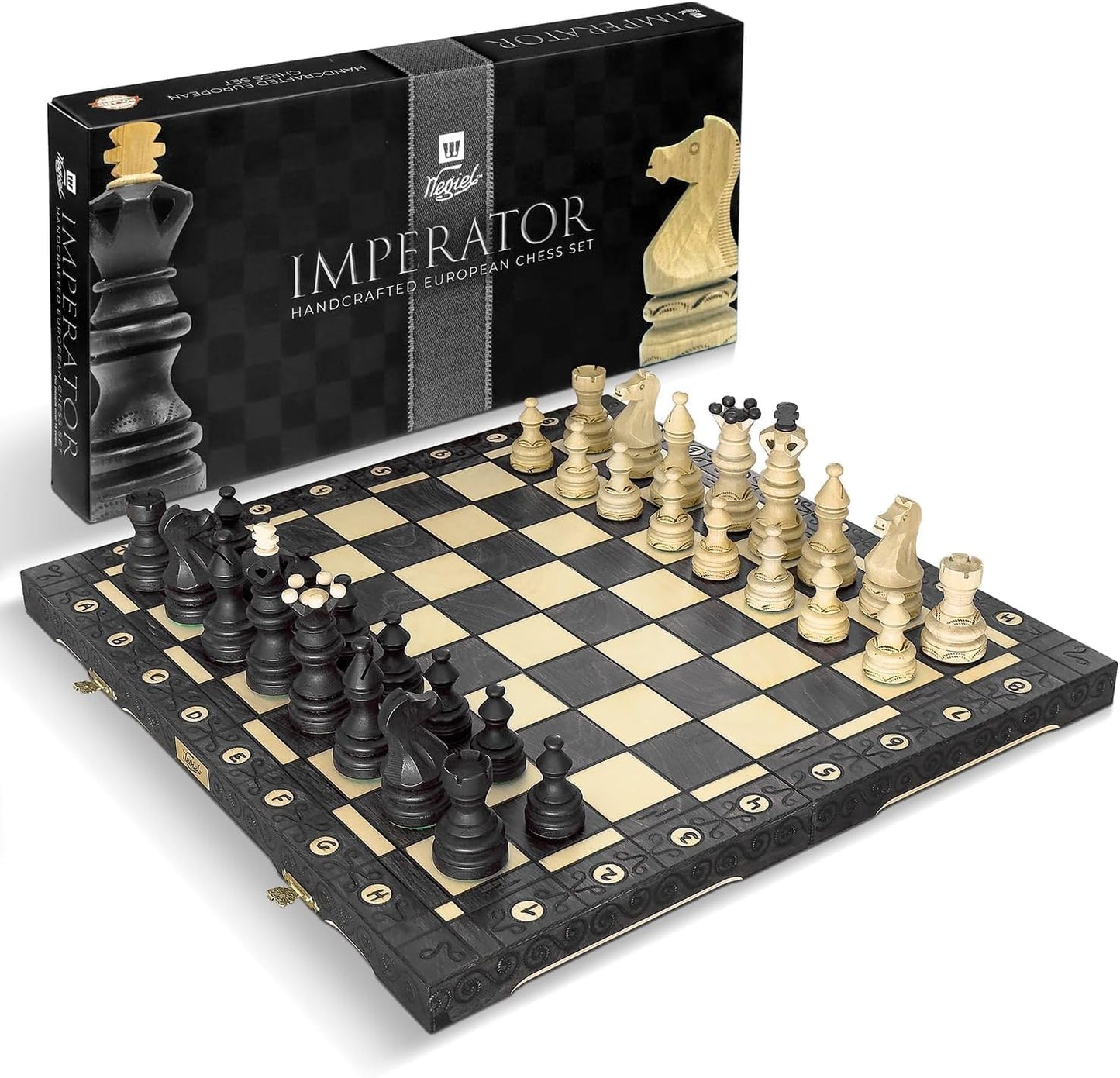 Wegiel Imperator 21-Inch Luxury Wooden Chess Set for All Ages