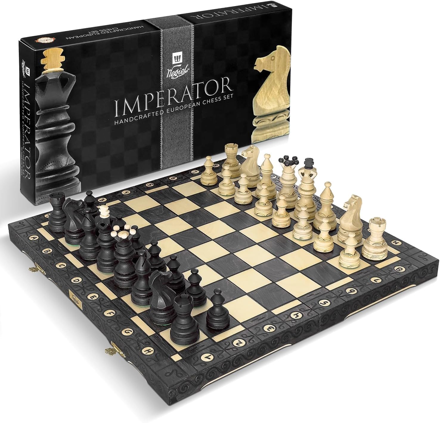 Wegiel Imperator 21-Inch Luxury Wooden Chess Set for All Ages