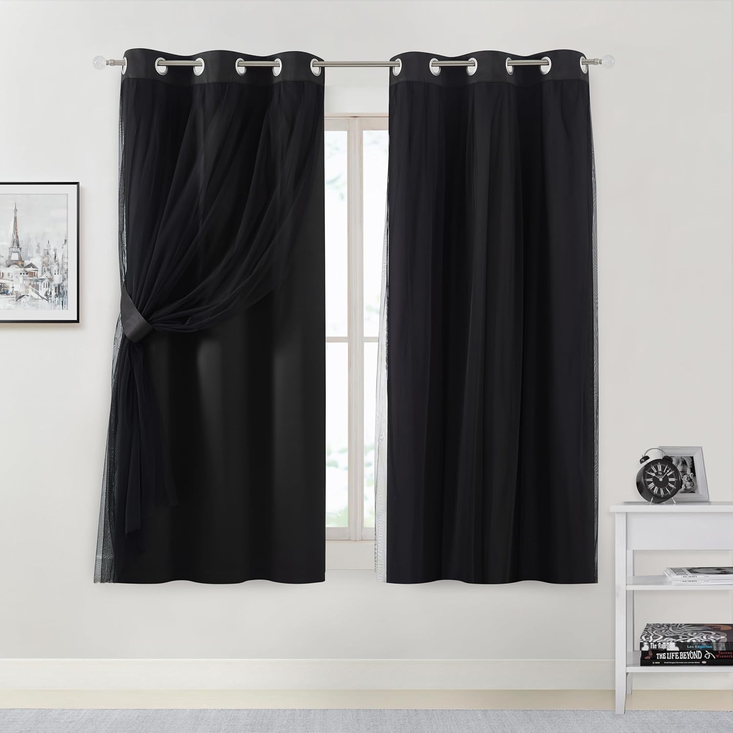 Bujasso Black Blackout Curtain Panels for Stylish Room Decor