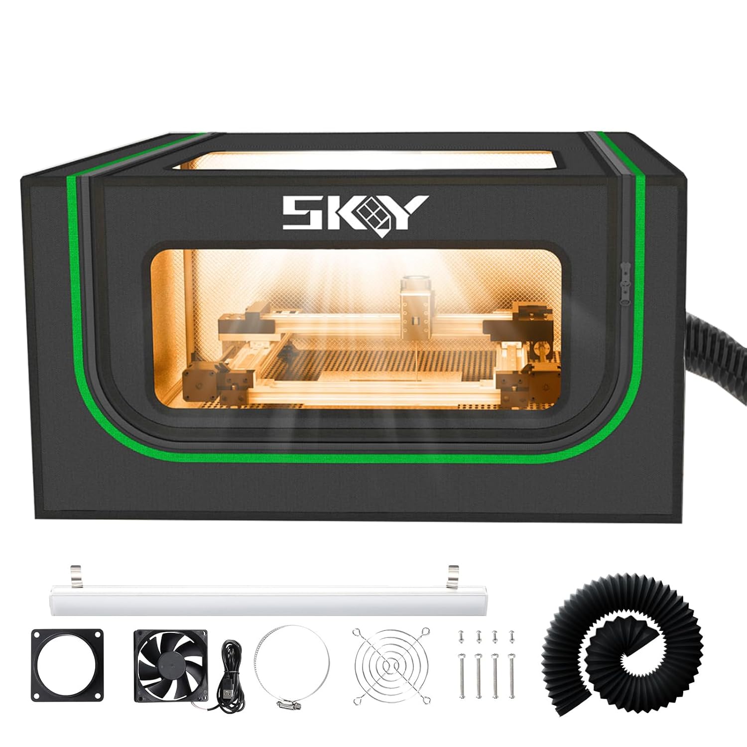 Laser Engraver Integrated Enclosure with LED Light and Exhaust Fan