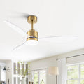 Gold 52 in Ceiling Fan with LED Light and Remote - 3 Transparent