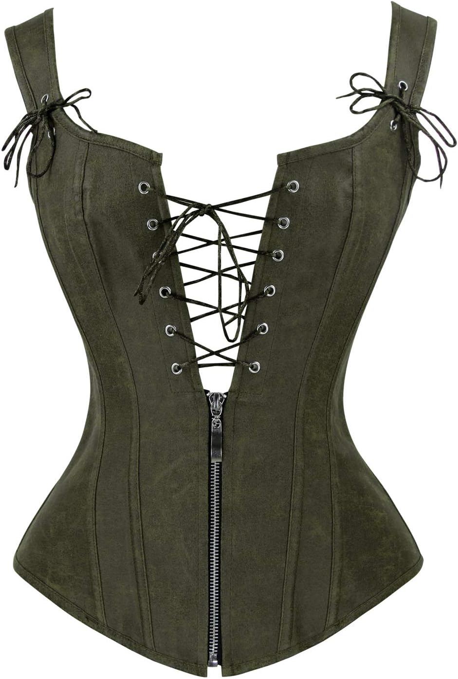 Charmian Women's Renaissance Lace Up Vintage Corset with Garters