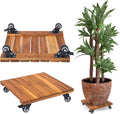 Heavy Duty 14 INCH Wood Plant Caddy with Lockable Wheels