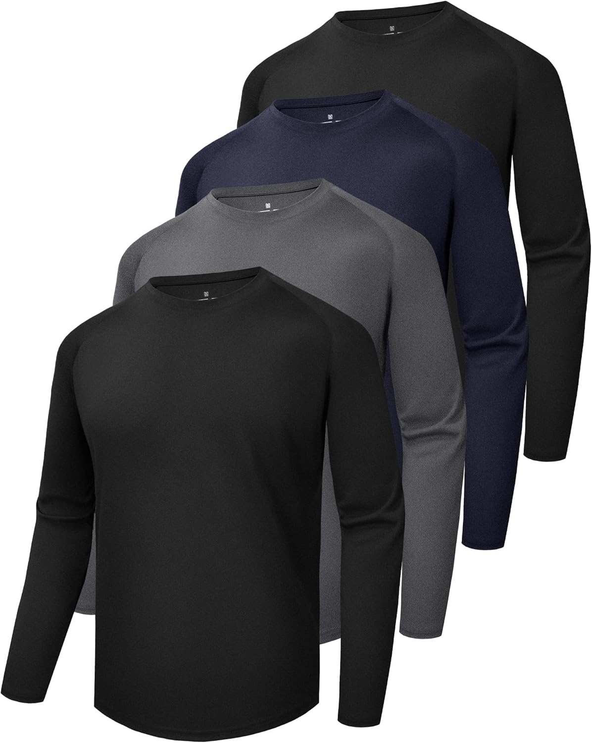 4 Pack Long Sleeve Shirts for Men - Quick Dry Athletic Wear