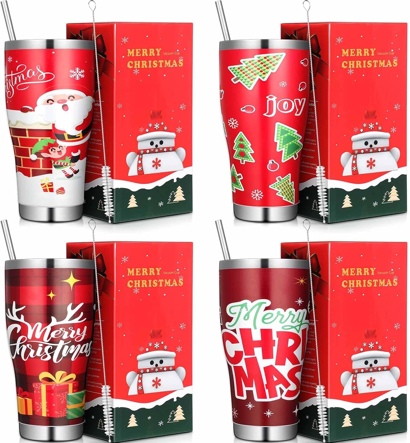 Mifoci 30 oz Christmas Tumblers with Lids and Straws for Holidays