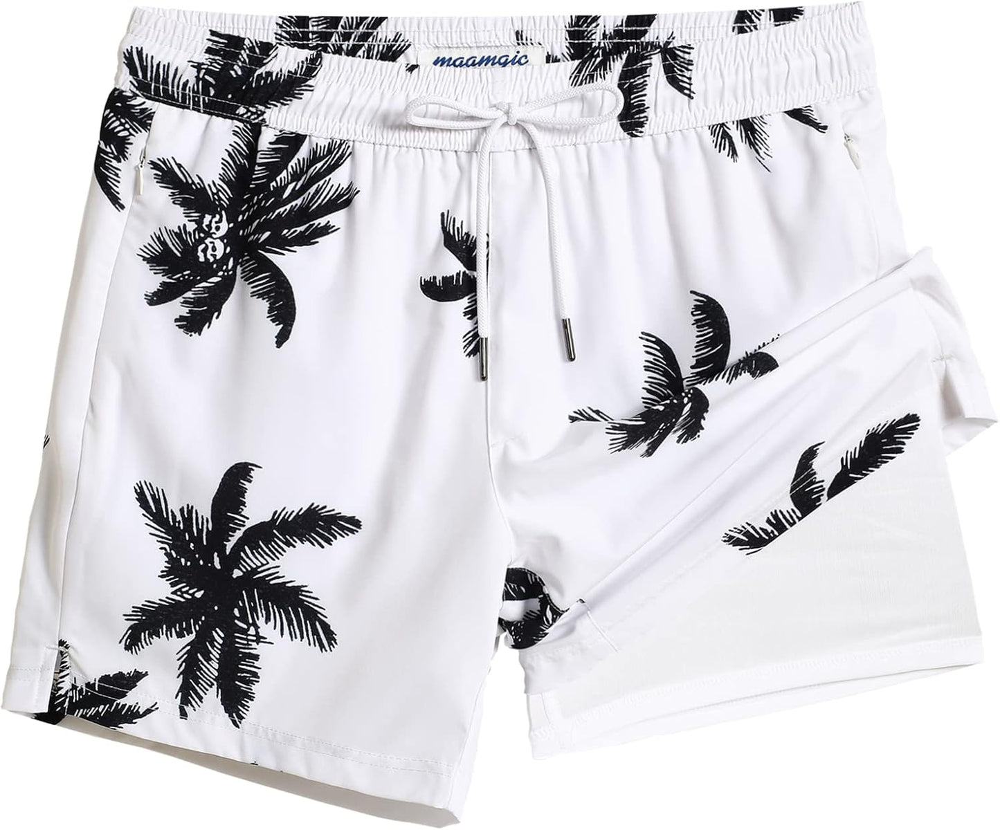 maamgic Mens Swim Trunks with Compression Liner for Comfort