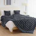 Cozy Faux Fur Throw Blanket for Bed - Soft Plush Bubble Throw
