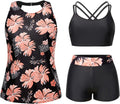 Tempt Me 3 Piece Tankini Swimsuit for Women - Modest High Neck Set