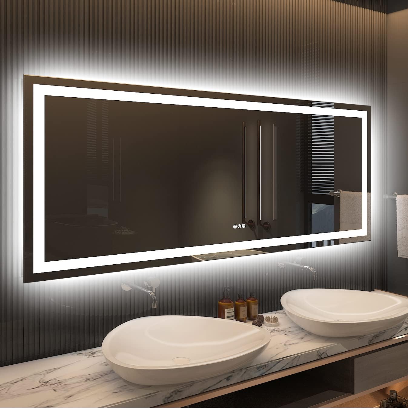 Amorho 60in LED Bathroom Mirror with Backlit and Front Light