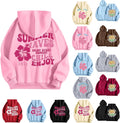 Pink Palm Puff Hoodie Oversized Sweatshirt for Women - Cozy Fit