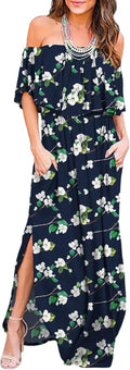 LILBETTER Off The Shoulder Ruffle Party Maxi Dress - Flattering Beach