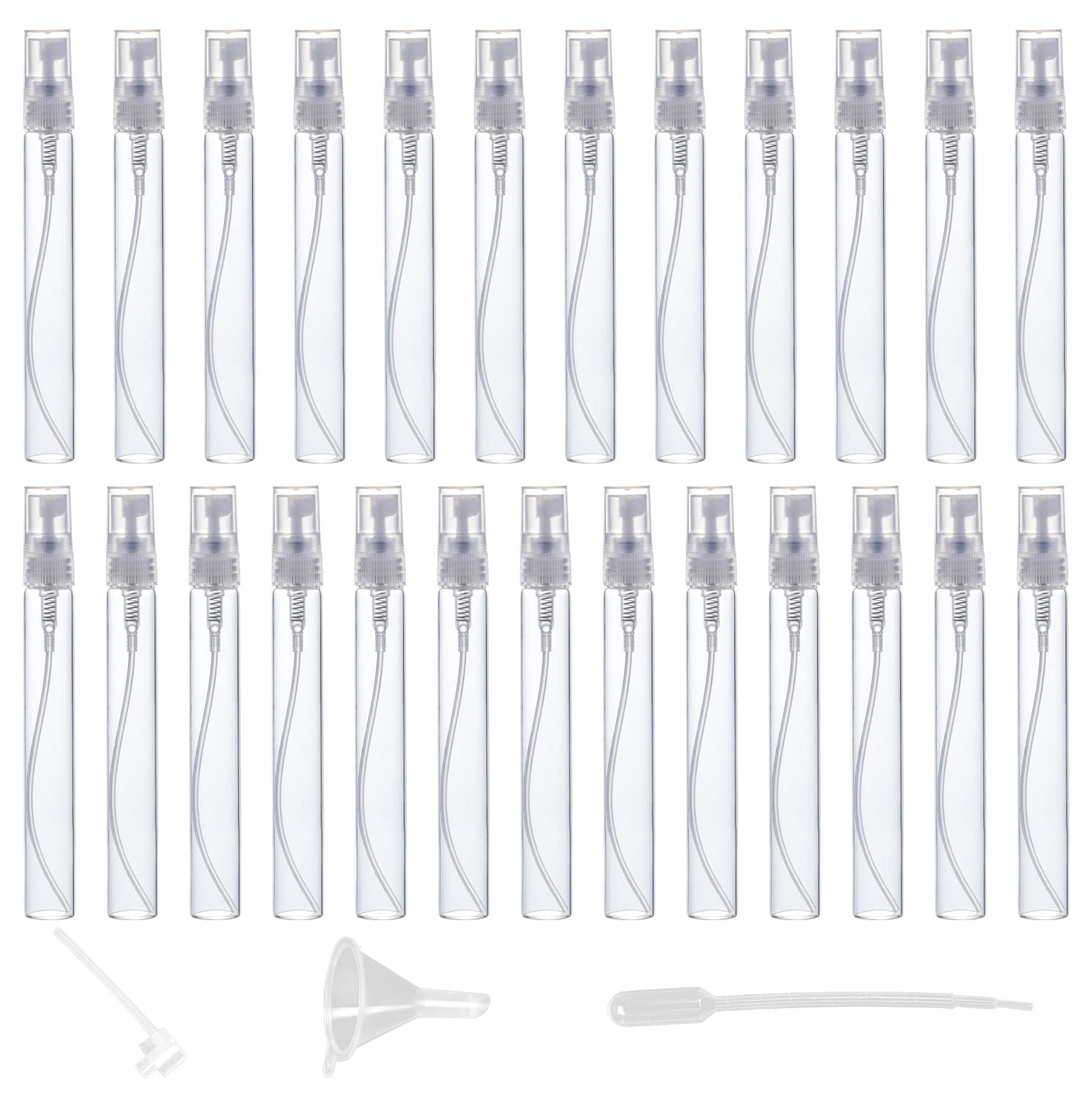 SYBiTeng 25pcs 10ml Refillable Clear Spray Bottles - Travel Essential!
