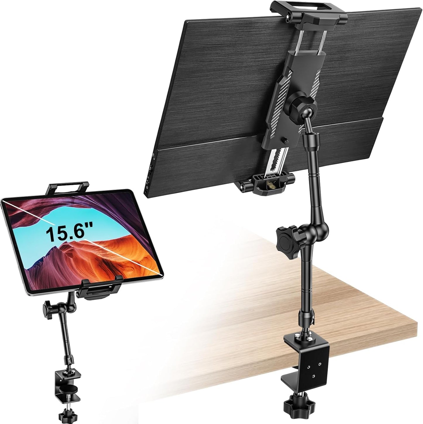 Portable Monitor Holder for 15.6 inch Screen with Adjustable Arm