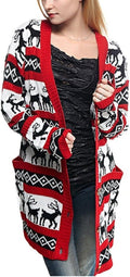 Womens Oversized Christmas Reindeer Cardigan - Cozy Holiday Poncho