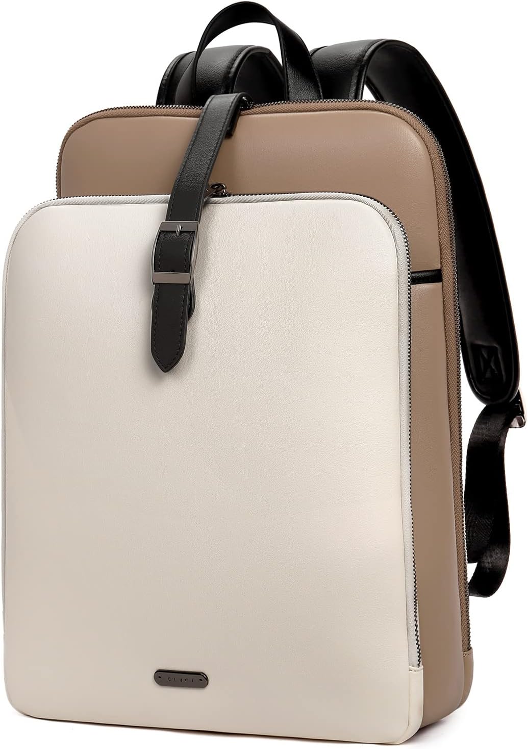 CLUCI Leather Backpack for Women - Stylish 15.6 inch Laptop Bag