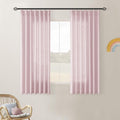 Light Pink Pinch Pleated Linen Cafe Curtains 45 in Length - Semi Sheer