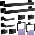 Bathroom Accessories Towel Bar Set Matte Black 10 Piece - Durable