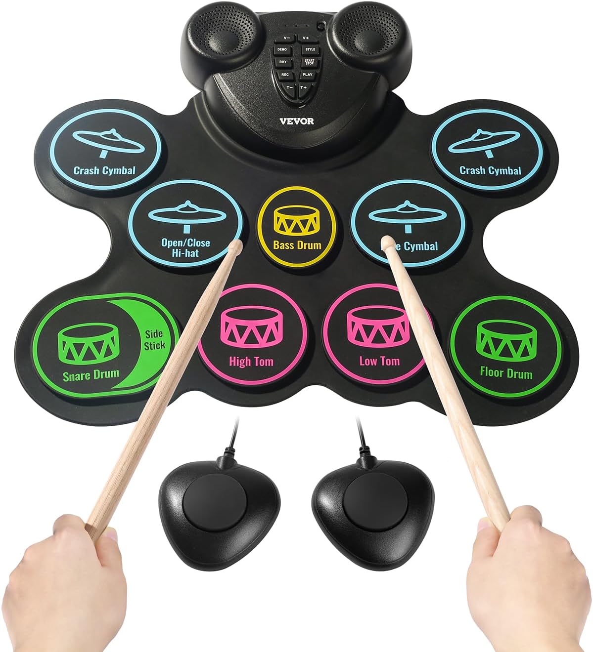 VEVOR Electric Drum Set for Kids - Portable 9 Pads Practice Pad