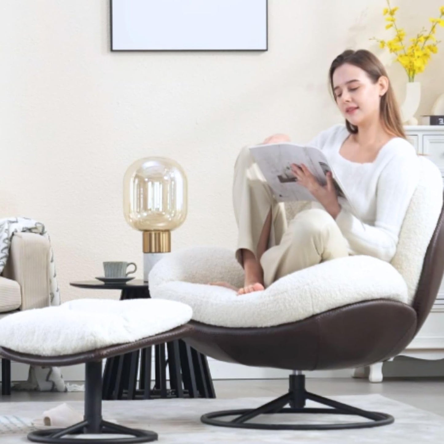 ZH4YOU Swivel Sherpa Accent Chair: Cozy Modern Comfort