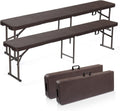 VINGLI 6 ft Plastic Folding Bench - Portable Rattan Patterned Seat