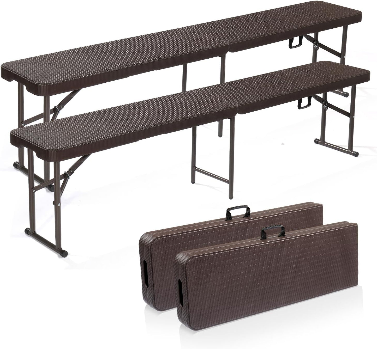 VINGLI 6 Feet Plastic Folding Bench for Indoor and Outdoor Use