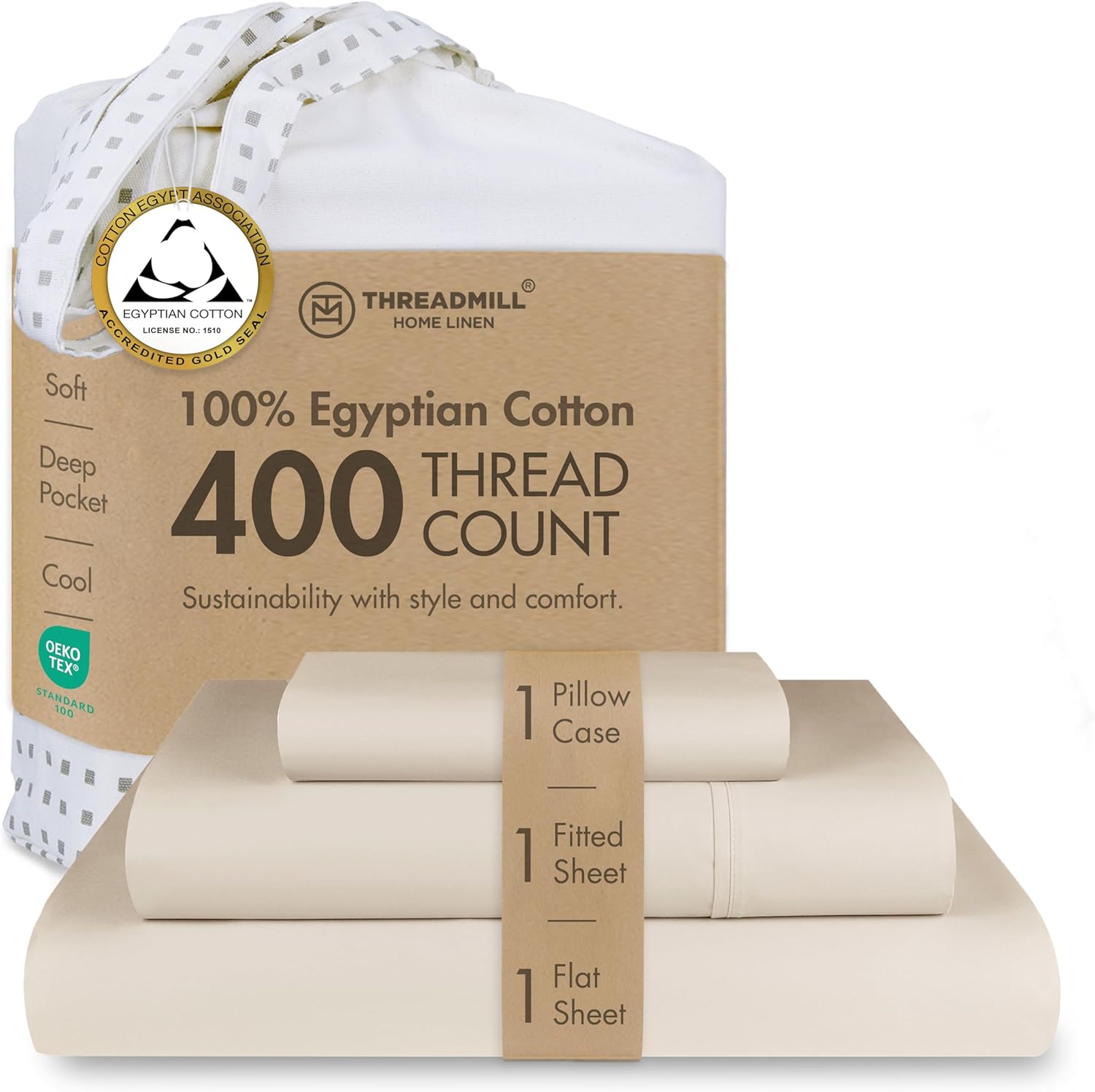Threadmill Egyptian Cotton Twin Sheet Set for Cozy Sleep