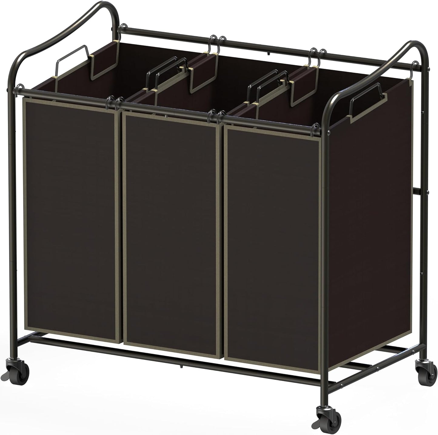 Heavy Duty 3-Bag Laundry Sorter Rolling Cart for Easy Sorting