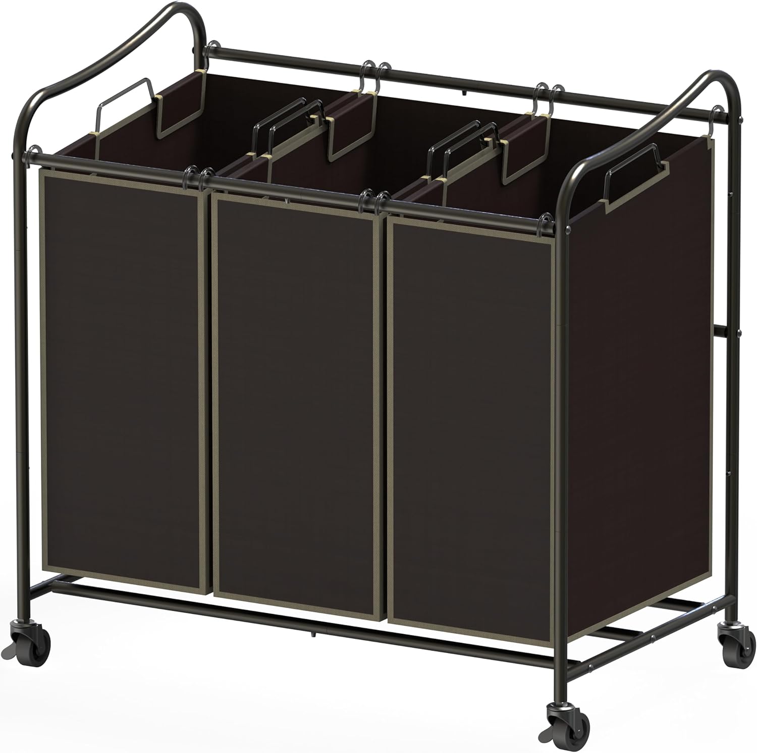 Heavy Duty 3-Bag Laundry Sorter Rolling Cart for Easy Sorting