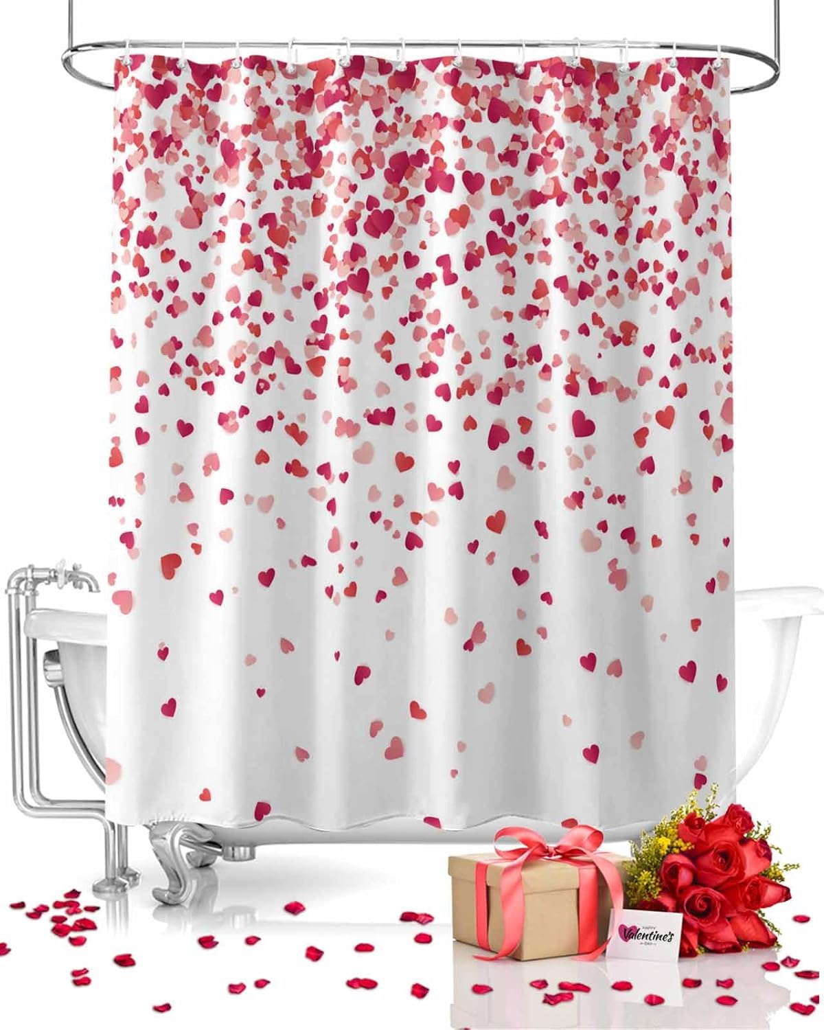Romantic Red Hearts Valentine's Shower Curtain