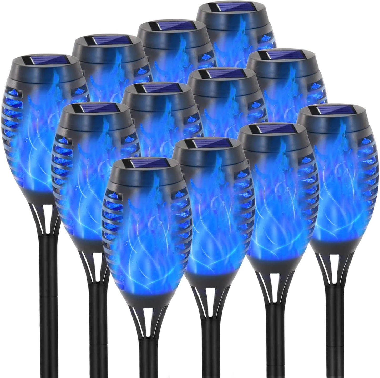 EOYIZW Solar Lights Outdoor - 12 Pack Blue Tiki Torches
