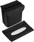 Refined Leather Car Trash Can with Matching Tissue Holder - Stylish