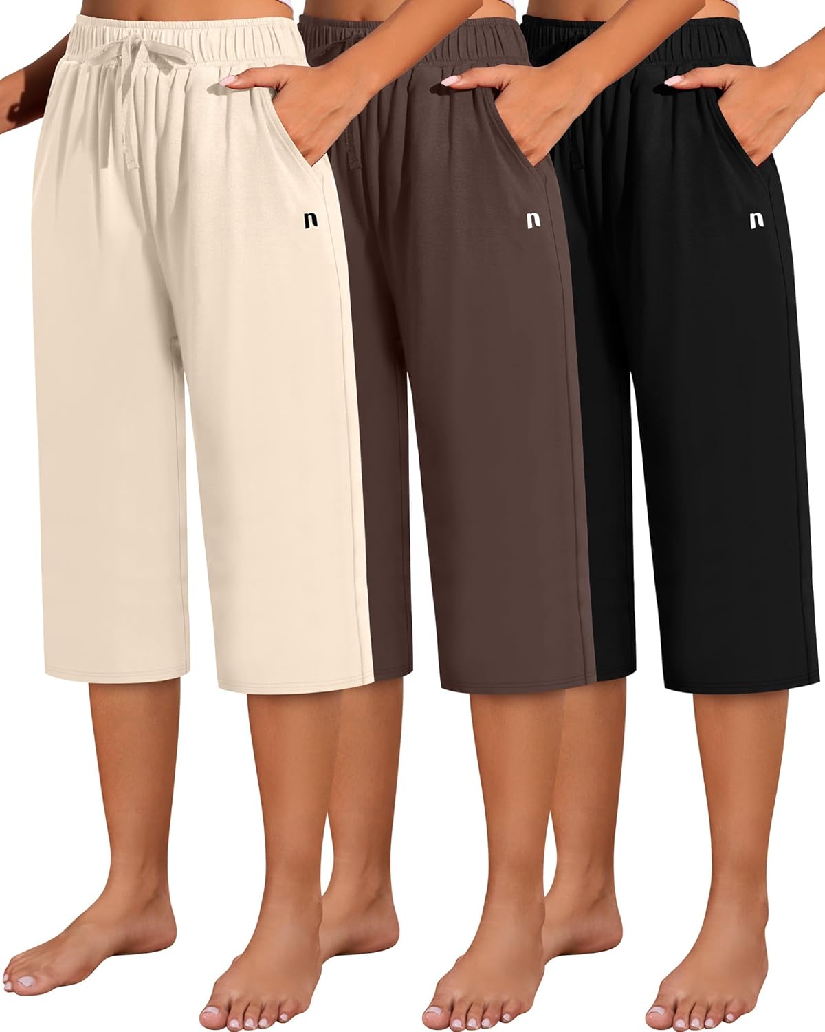Neer Women's Capri Pants 3 Pack for Casual and Yoga Wear