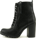 Soda Malia Round Toe Stacked Lug Heel Lace Up Ankle Booties Review