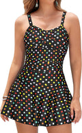 One Piece Swimdress Swimsuit for Women - Crossover Ruched Skirt