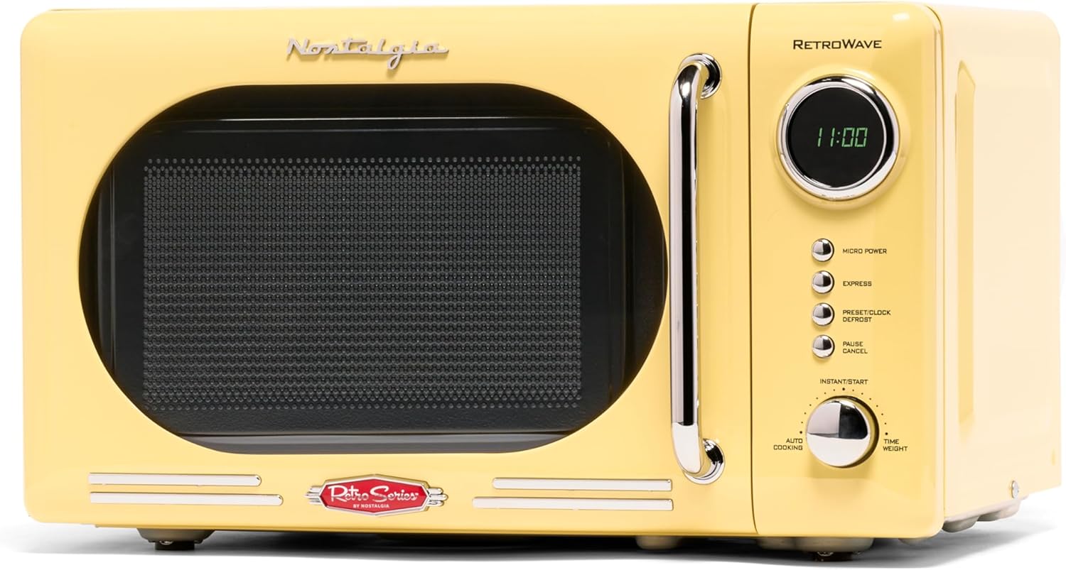 Nostalgia Retro Compact Microwave Oven with 700 Watts Power
