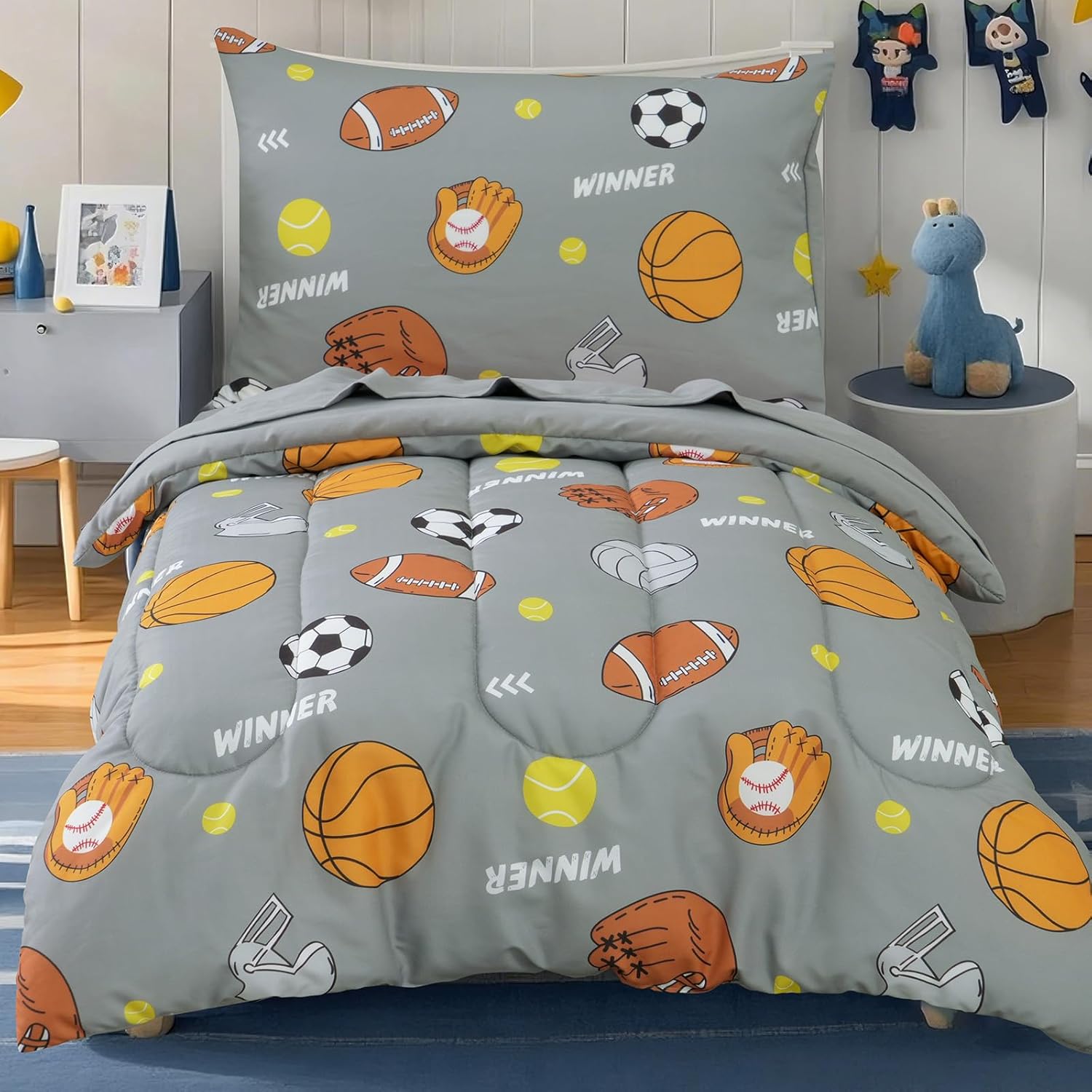 Soft Breathable Toddler Bedding Set for Boys and Girls Sports