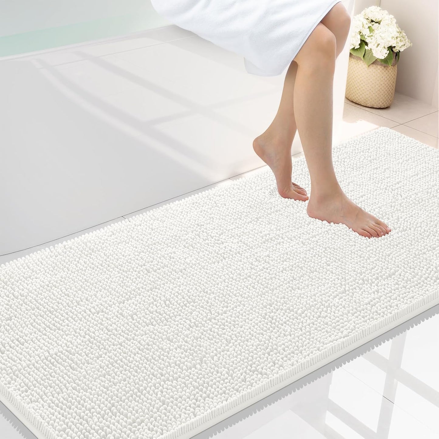 Smiry Luxury Chenille Bathroom Rugs 59x24 for Soft Comfort