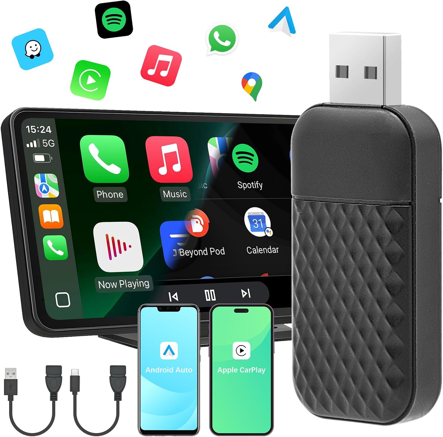 Wireless CarPlay & Android Auto Adapter - Plug & Play Convenience