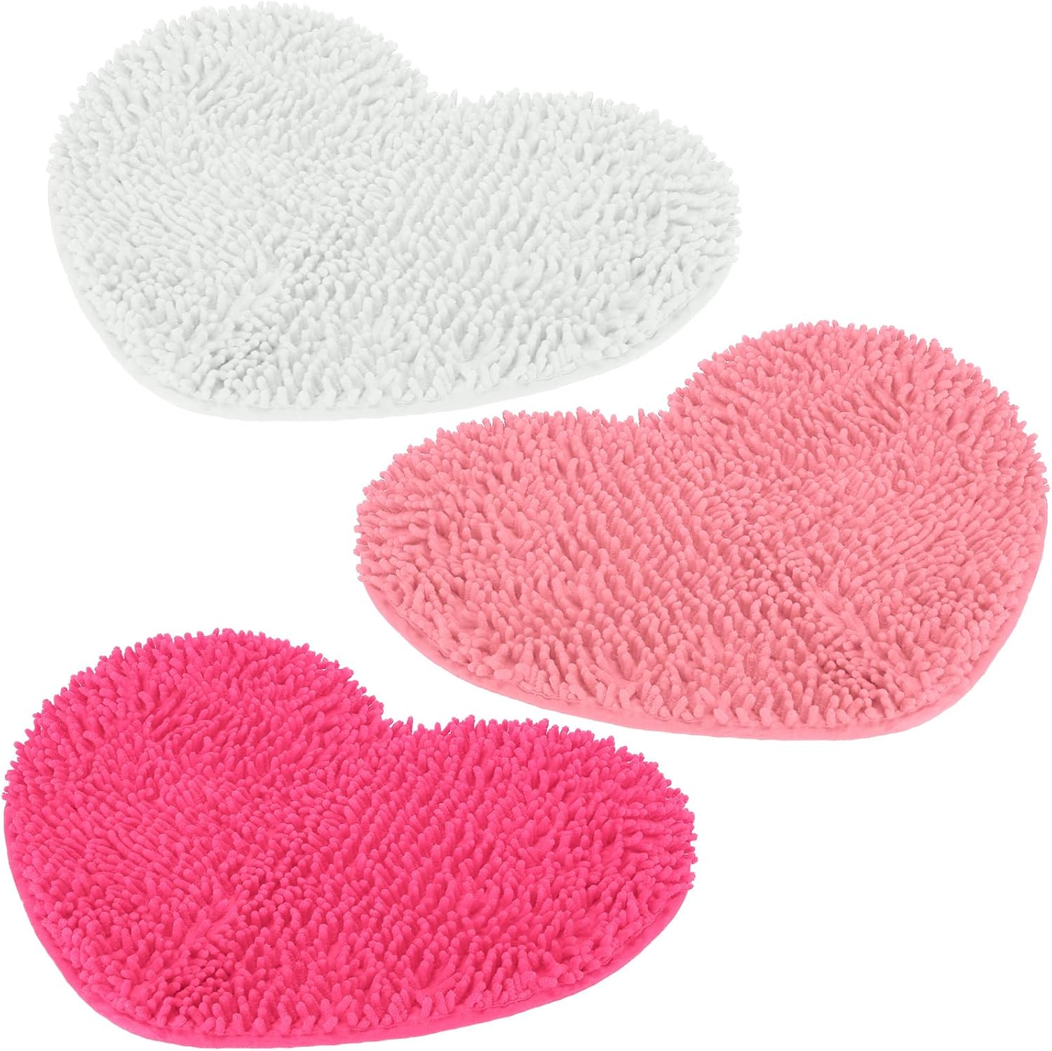 Valentine's Love: 3 Pcs Heart Shaped Bath Mats 20'' x 24''