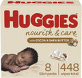 Huggies Nourish & Care Scented Baby Wipes - 8 Push Button Packs
