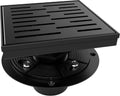 6 Inch Square Shower Drain Black - High-Flow SUS304 Matte Finish