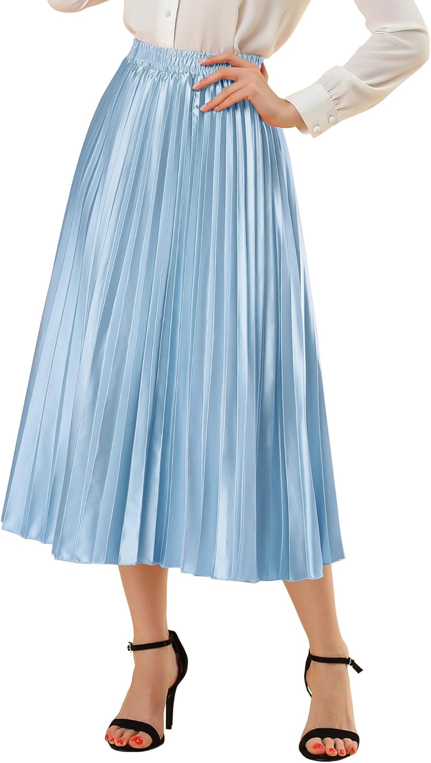 Allegra K Women Pleated Midi Skirt for Stylish Occasions