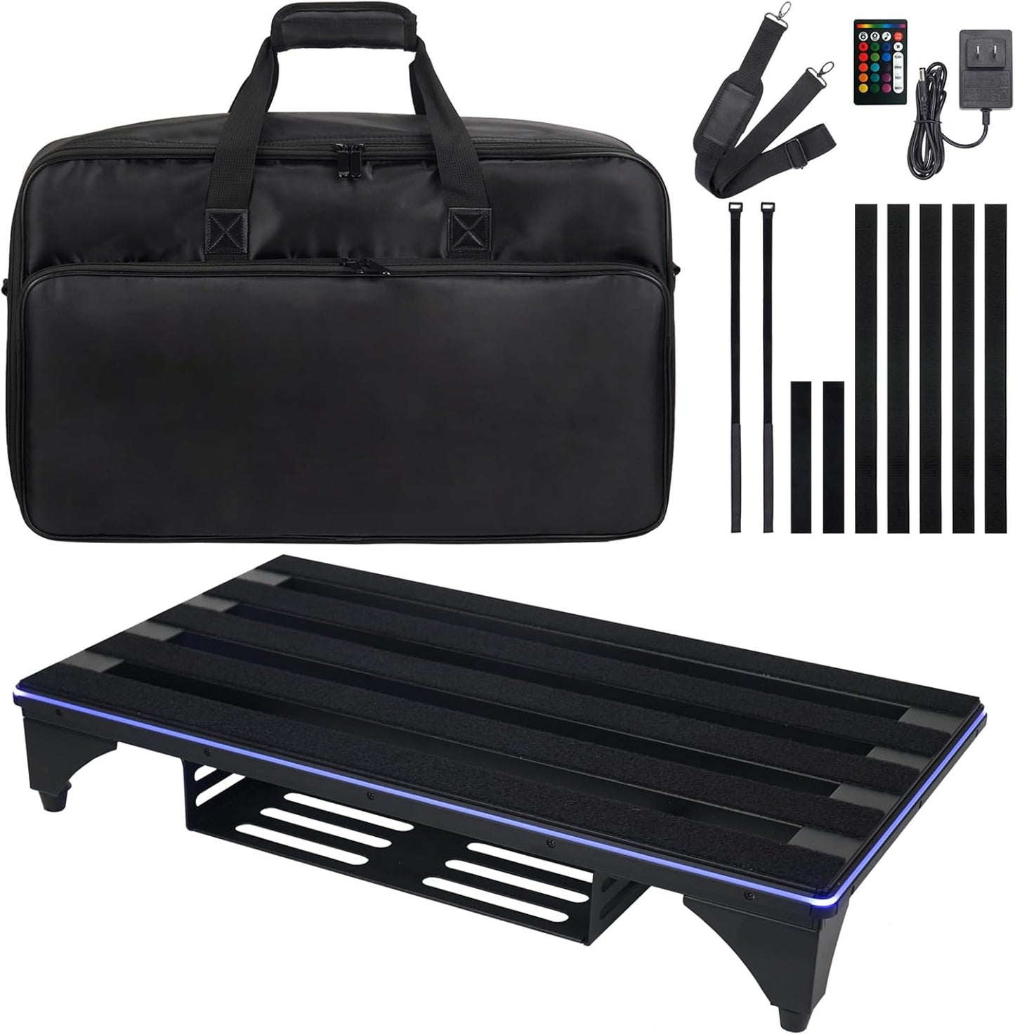 Guitar Pedal Board with RGB Light Effects for Musicians
